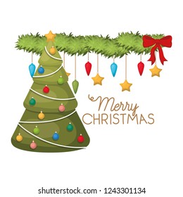 Christmas tree with gifts isolated icon