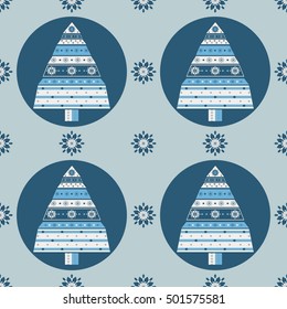Christmas tree gifts seamless pattern.