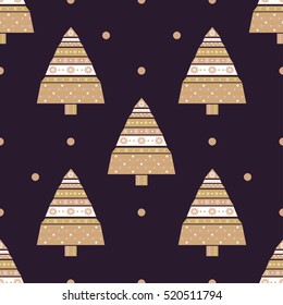 Christmas tree gifts seamless pattern. 
