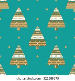 Christmas tree gifts seamless pattern. 