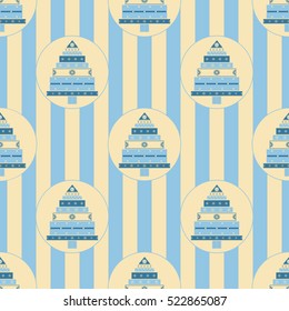 Christmas tree gifts seamless pattern. New year vector illustration.