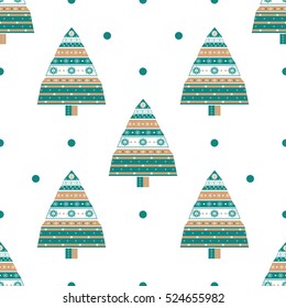 Christmas tree gifts seamless pattern. 