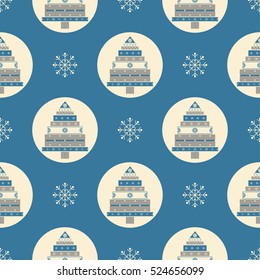 Christmas tree gifts seamless pattern.