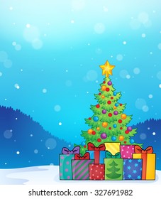 Christmas tree and gifts theme image 6 - eps10 vector illustration.