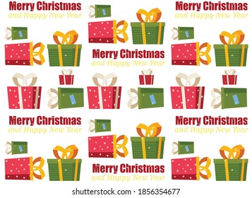 Christmas tree, gifts and toys,  vector illustration of Christmas card