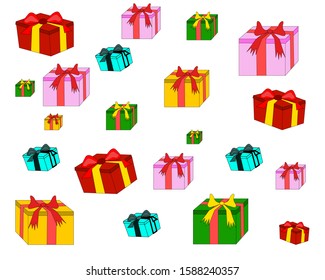 Christmas tree and gifts vector icon. Congratulatory decoration for new year and Xmas for holiday card, booklet, brochure and website. Flat cartoon illustration isolated.