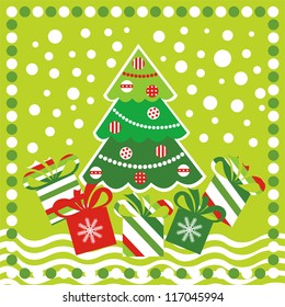 Christmas tree gifts vector illustration