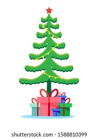 christmas tree with gifts vector illustration