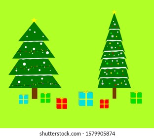 Christmas tree and gifts vector, illustrator