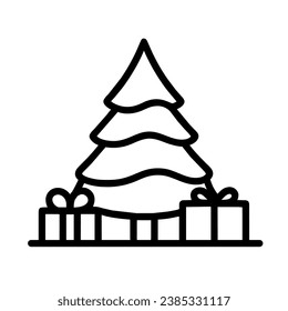 christmas tree and gifts vector isolated