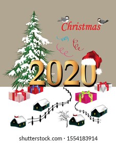 christmas christmas tree, christmas gifts vector.2020