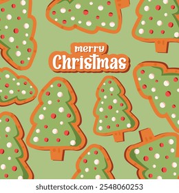 Christmas tree gingerbread background greeting card 