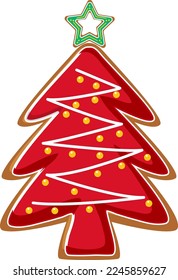 Ilustración aislada de la galleta de los panecillos del árbol de Navidad
