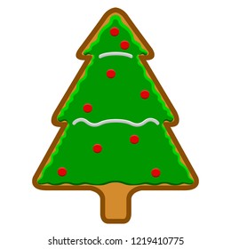 Christmas tree gingerbread cookie. Vector illustration design
