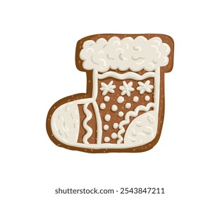 Christmas tree gingerbread is drawn in a flat style. Holiday, sweets, pastries. Hand drawn vector illustration.