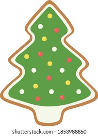 Christmas tree gingerbread icon. Vector iilustration.