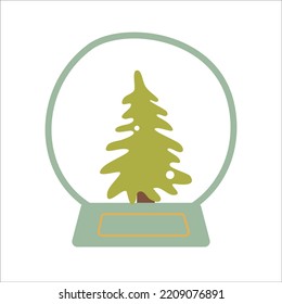 Christmas tree in a glass ball vector illustration in flat style isolated on white background