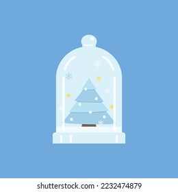 christmas tree in the glass dome, vector illustration