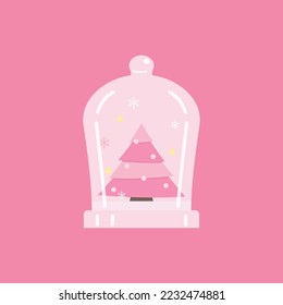 árbol de navidad en la cúpula de vidrio, ilustración vectorial