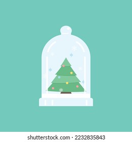 christmas tree in the glass dome, vector illustration