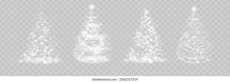 Christmas tree from glitter elements and stars. New Year, Christmas background. Vector