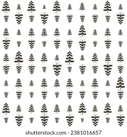 Christmas tree gold and black seamless pattern. Winter Noel print, New year holidays golden decoration, fir tree background, wallpaper, wrapping paper design, gift wrap.