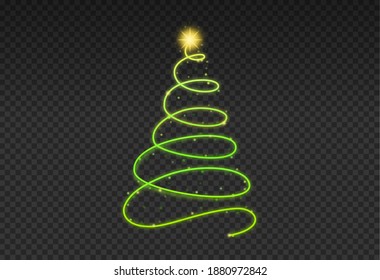 Christmas tree gold bokeh glitter particles isolate on png or transparent  background with sparkling  snow, star light  fo , New Year, Birthdays, Special event, luxury card,  rich style.  