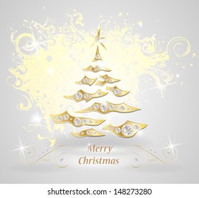 Christmas tree gold diamond