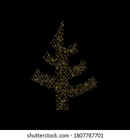 Christmas tree. Gold Glitter Star. Luxury Shiny Confetti. Scattered little sparkle. Flash glow element. Random magic tiny light. Stellar fall black background. New Year, Christmas Vector illustration.