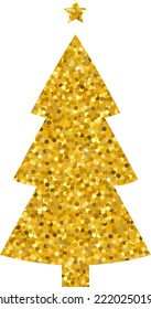 Ilustración vectorial del brillo de oro del árbol de Navidad