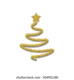 Christmas tree from gold glitter.Vector illustration.