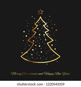 Christmas tree from gold spiral with star on top