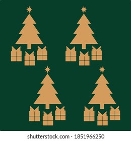 Christmas tree golden gift boxes