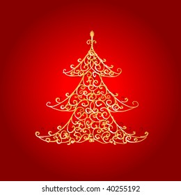 Christmas tree, golden ornament