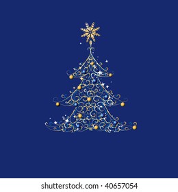 Christmas tree, golden ornament