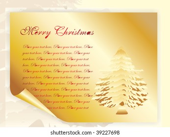 christmas tree with golden paper