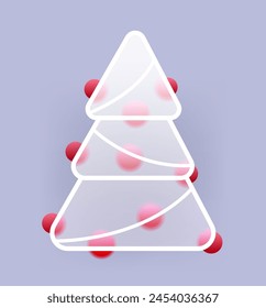 Christmas tree grass morphism icon. Christmas decor vector sign