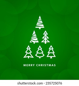 Christmas tree with green background for greetings