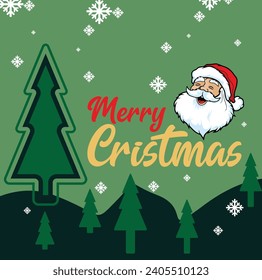 Christmas tree green background with santa best for your wallpaper or design