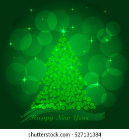 Christmas tree with green background. Vector
