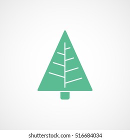 Christmas Tree Green Flat Icon On White Background