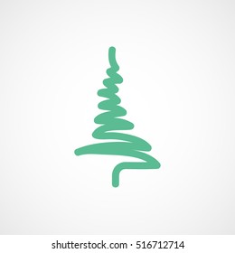 Christmas Tree Green Flat Icon On White Background