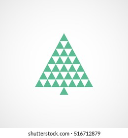 Christmas Tree Green Flat Icon On White Background