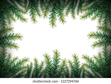 Christmas tree green frame isolated on white background text copy text Space. vector illustration.