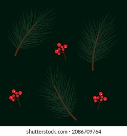 christmas tree green holly illustration