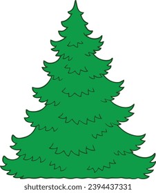Christmas tree green icon in trendy farmhouse style. Happy New Year Watercolor. Vector illustration of pine silhouette design decor, beautiful, plant, modern line art style holiday cover greeting pine