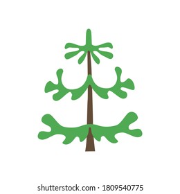 Christmas tree. The tree is green. Isolated vector illustrations.