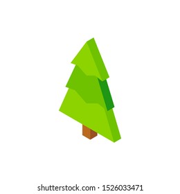 Christmas Tree Green Isometric Object. Vector Illustration of Nature Sign Isometry. 