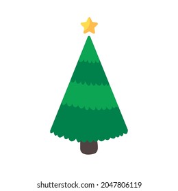 Christmas tree. Green pine tree decorated with stars for Christmas decorations.
