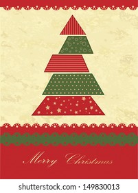 Christmas tree green and red vintage texture